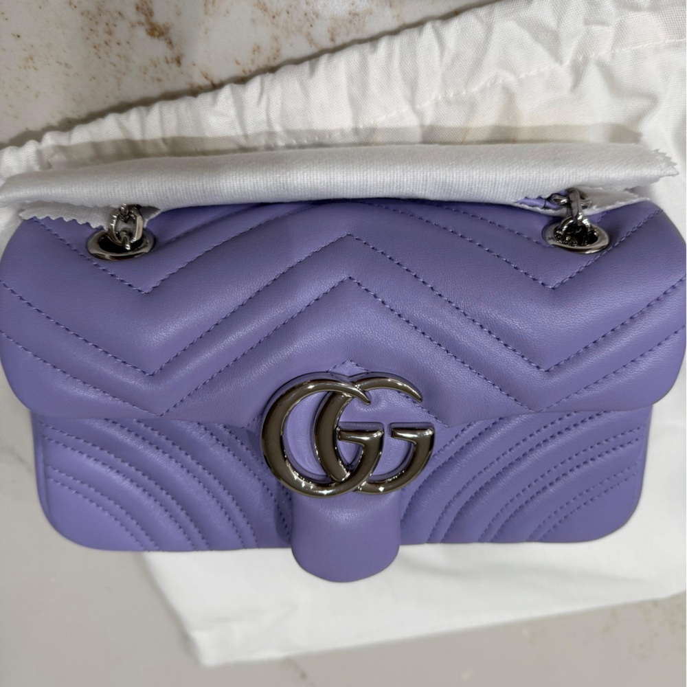 Gucci Light Purple Quilted Chain Shoulder Bag - Picture 7 of 16